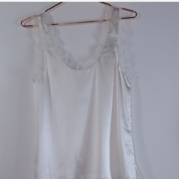 Cami NYC White Britney Silk Tank With Lace Size Small - Picture 10 of 12